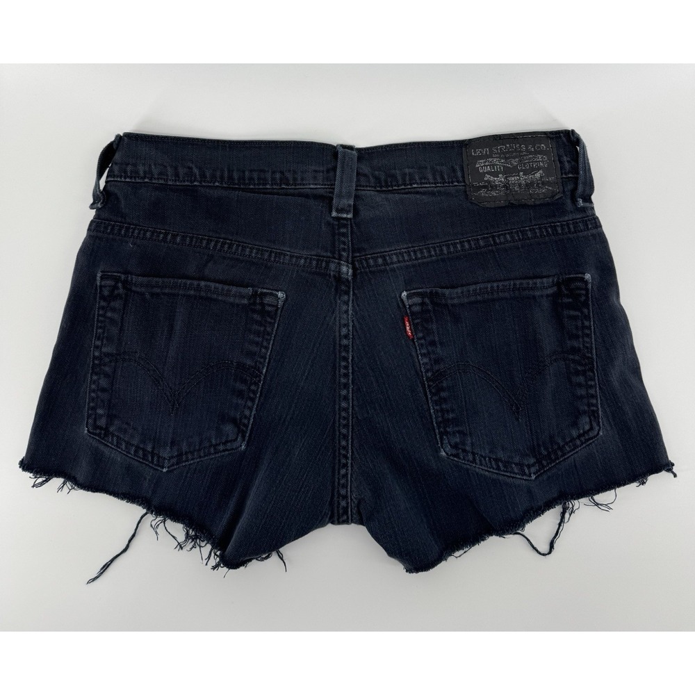 Levi's 511 Skinny High Rise‎ Cut Off Black Denim Shorts Distressed Size 32W